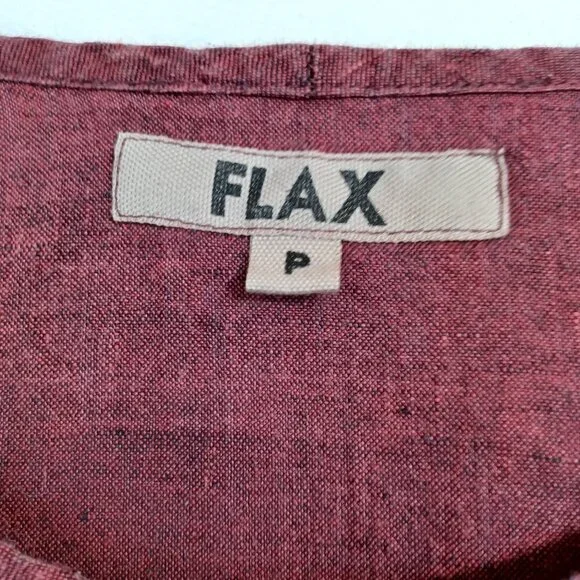 FLAX Tunic Top 3/4 Sleeve Round Neck Popover Maroon Wine Color Womens size P - Picture 4 of 10